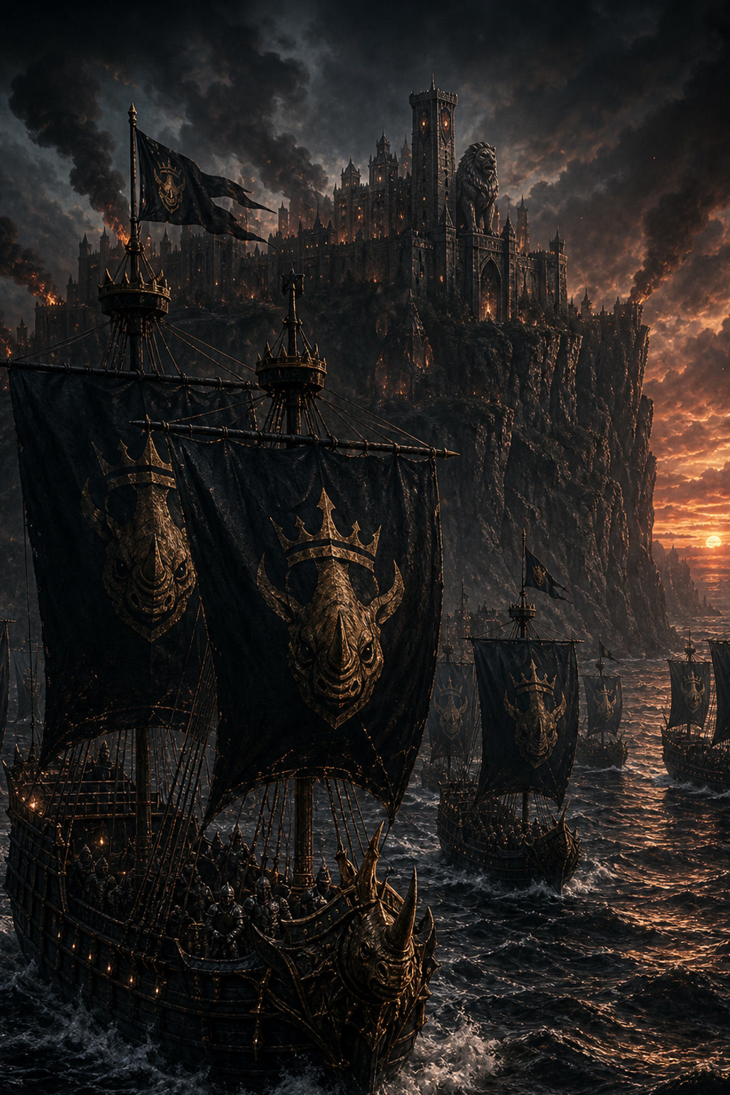 The Tiger King sails through the emerald waters, leading his jungle fleet cover