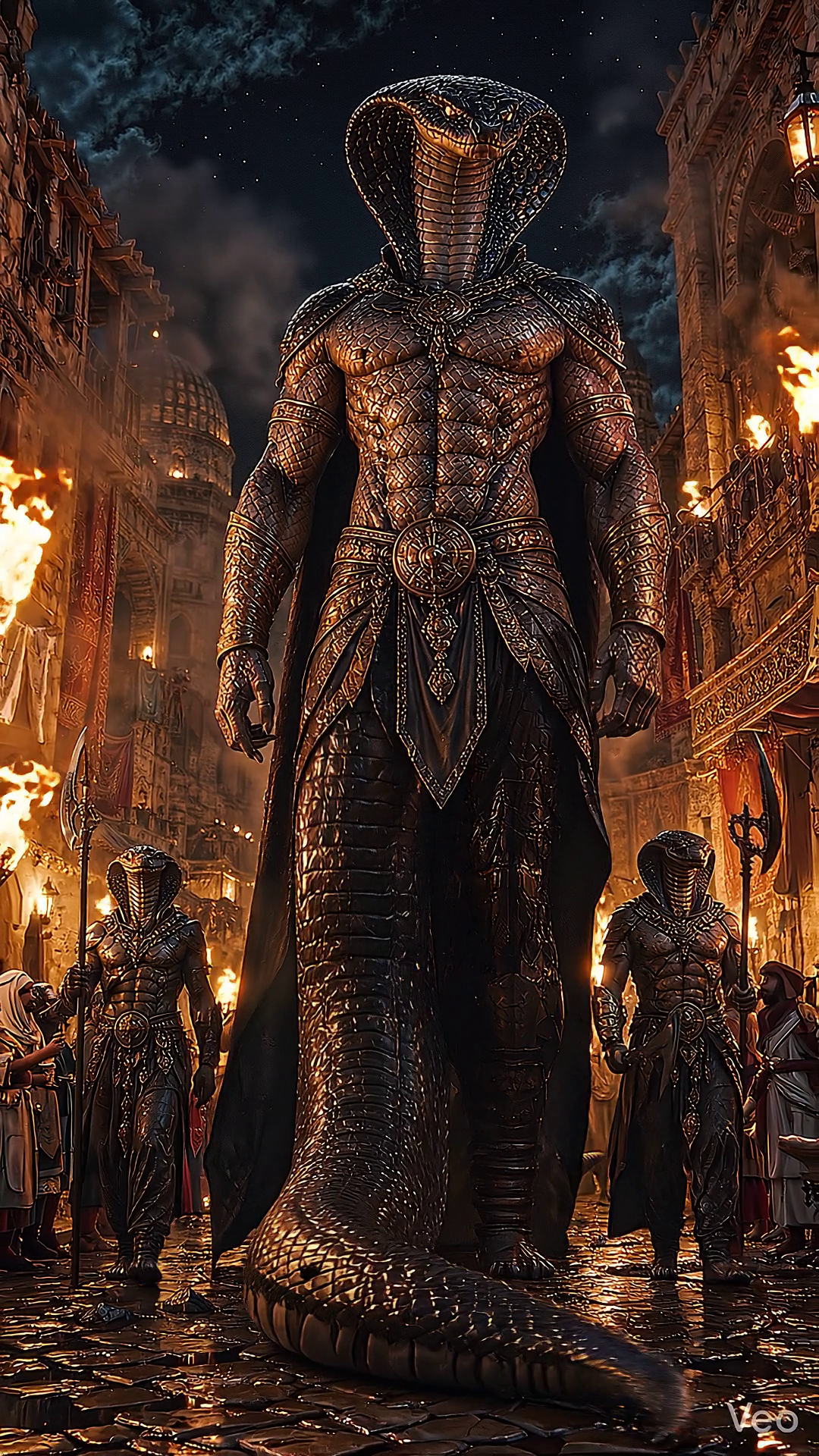 The Cobra King Enters the Torchlit Village supporting artwork