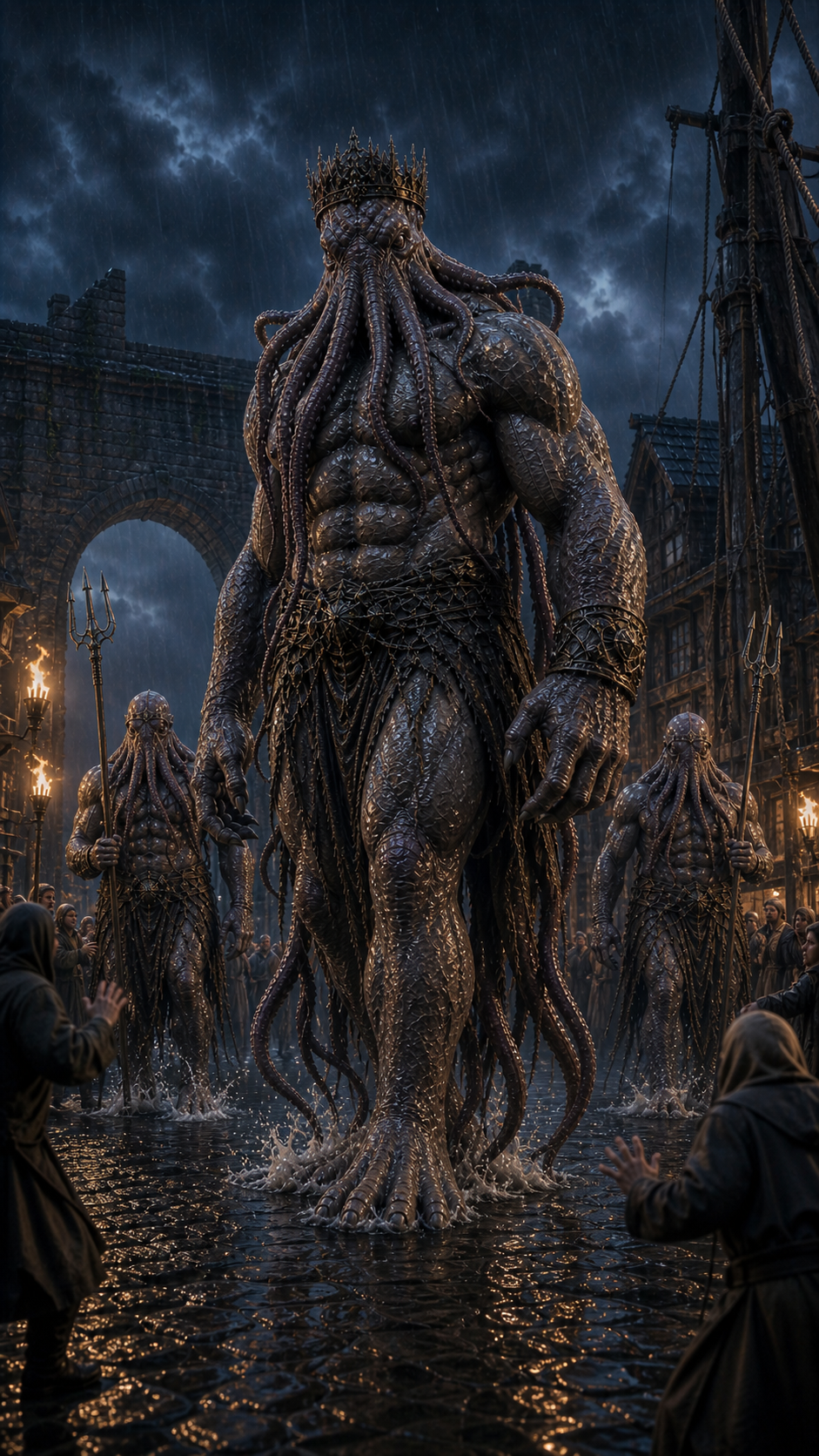 The Octopus King Enters the Flooded Harbor Village supporting artwork