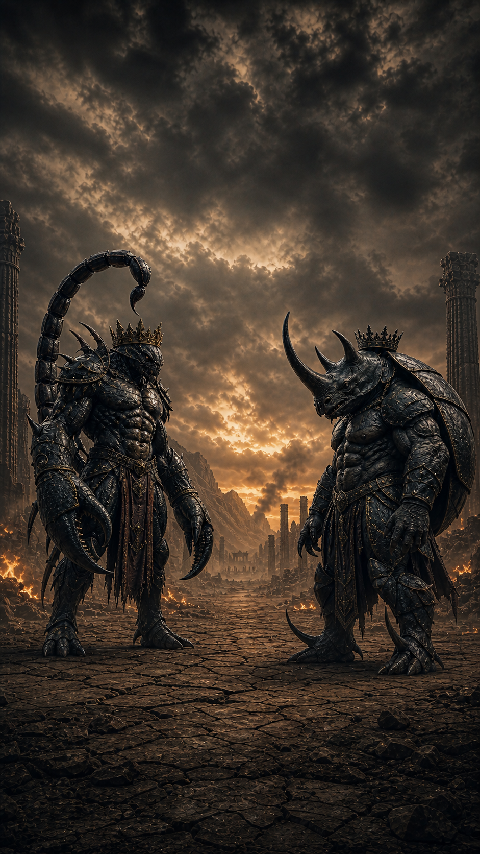 The Scorpion King Faces the Rhinoceros Beetle King supporting artwork