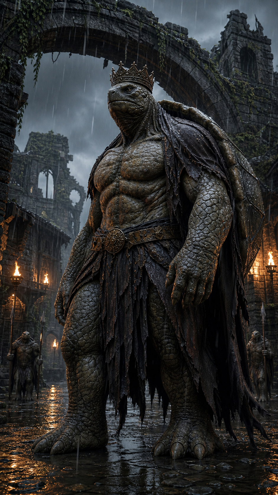 The Turtle King Walks Through the Rain Village supporting artwork