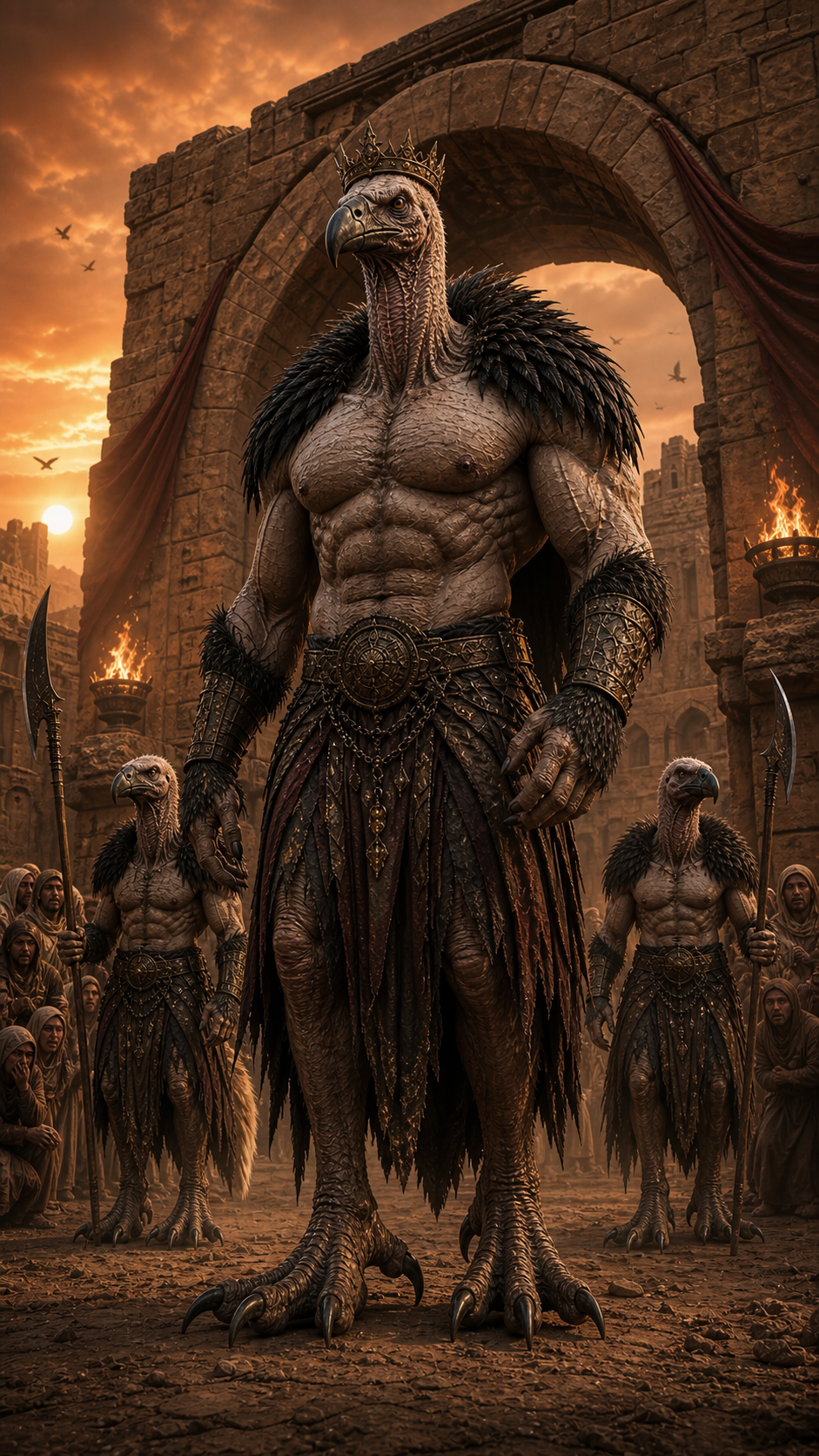 The Vulture King Walks Through the Desert Village supporting artwork